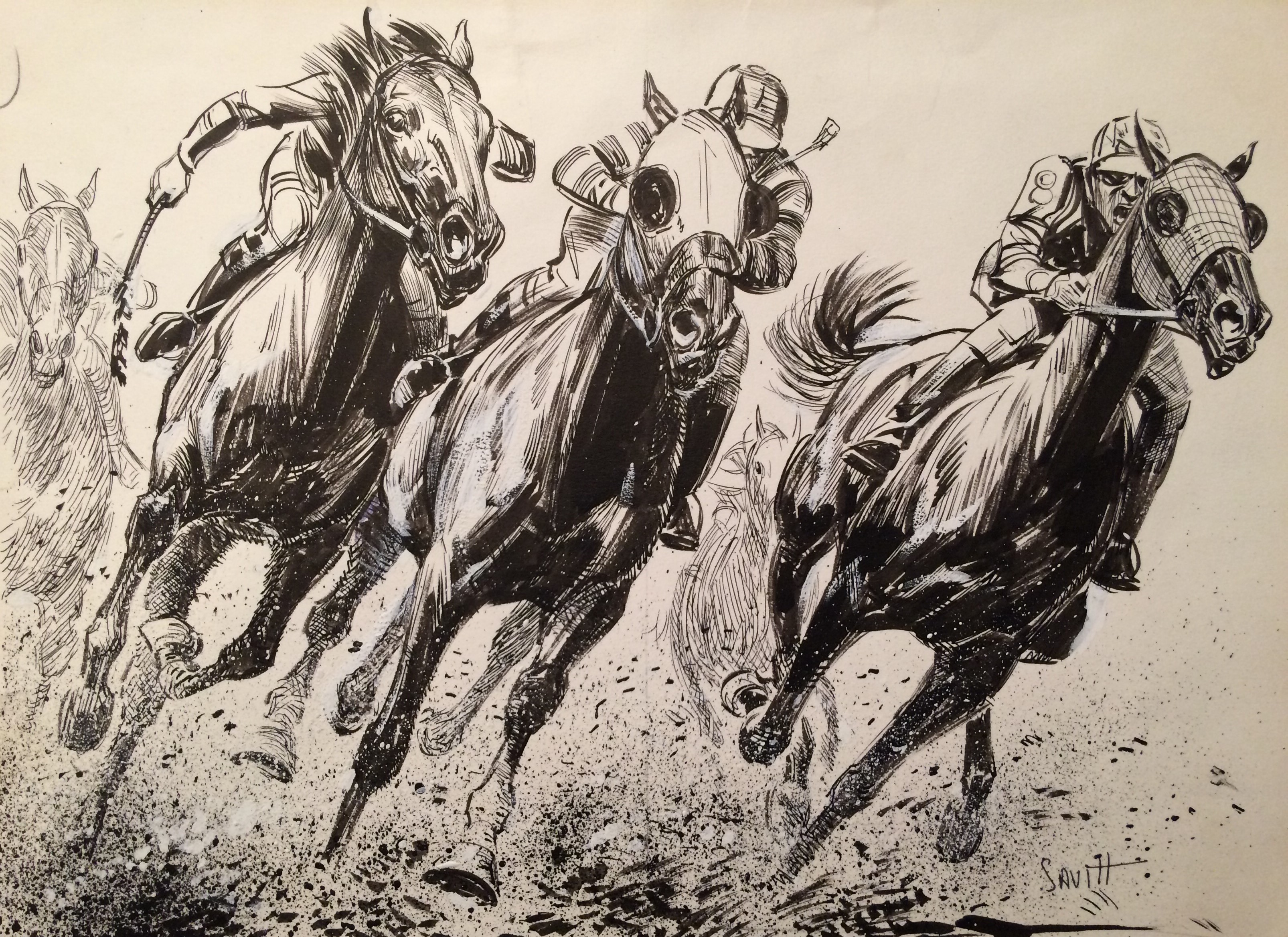 Stretched Sam's Home stretch – Sam Savitt original artwork & signed reproductions